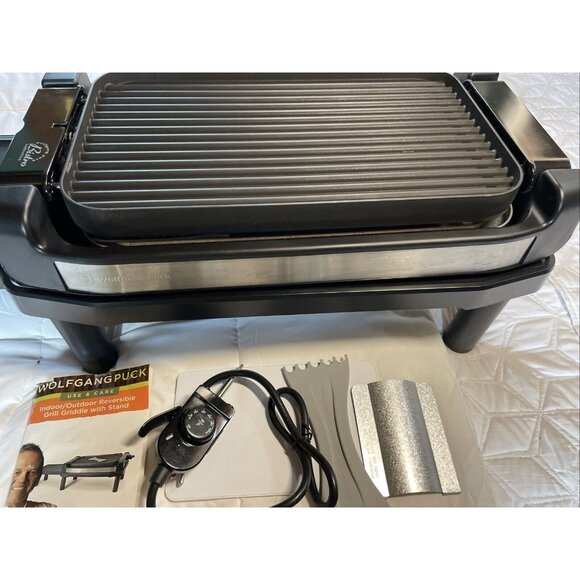Wolfgang Puck Indoor/outdoor Reversible Grill Griddle With Stand New No Box - Picture 3 of 11